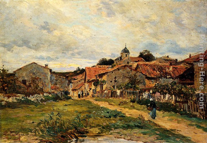 The Village Road painting - Edmond Marie Petitjean The Village Road art painting